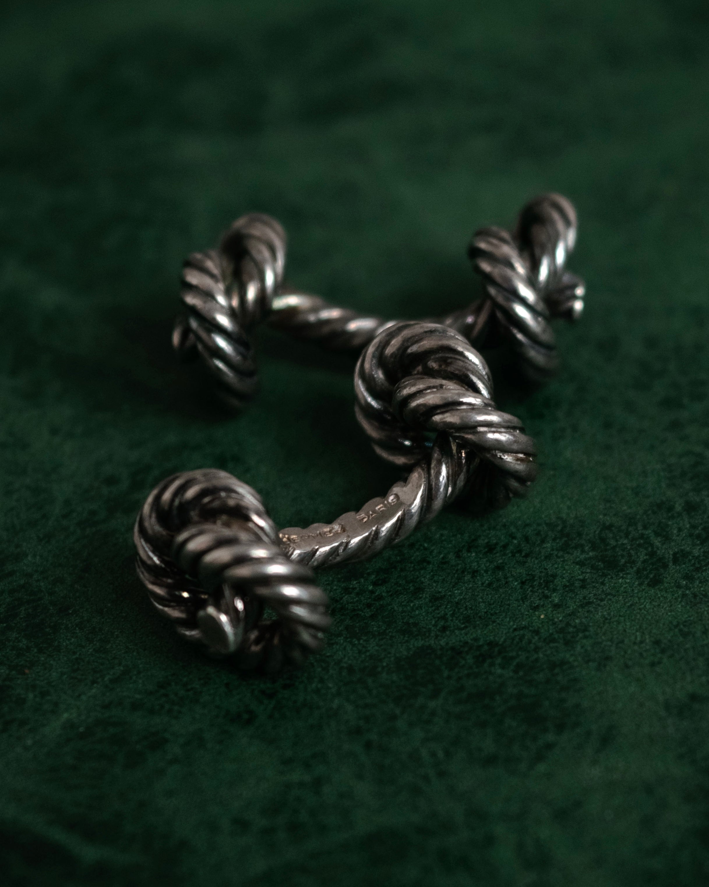 “HERMES” 1970–80s Double knot silver cufflinks