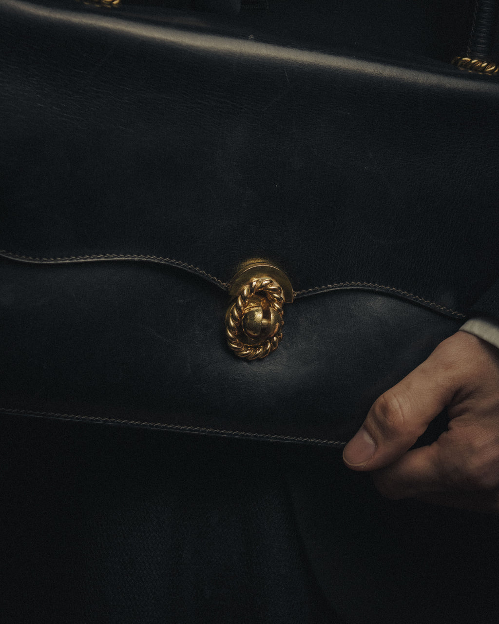 –SPECIAL– “HERMES” 50’s-60’s Escale box calf top handle bag