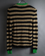 "GUCCI" 17-18aw striped lurex emblem knit sweater