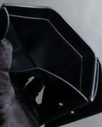 "BALENCIAGA" Logo engraved compact leather tri-fold wallet