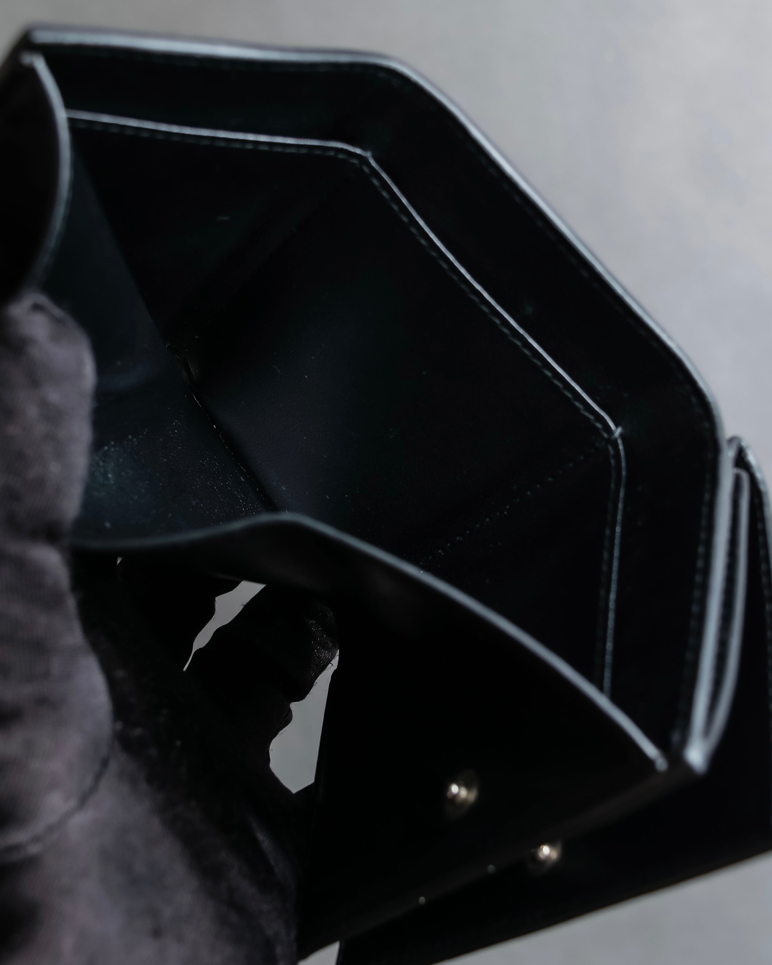 "BALENCIAGA" Logo engraved compact leather tri-fold wallet