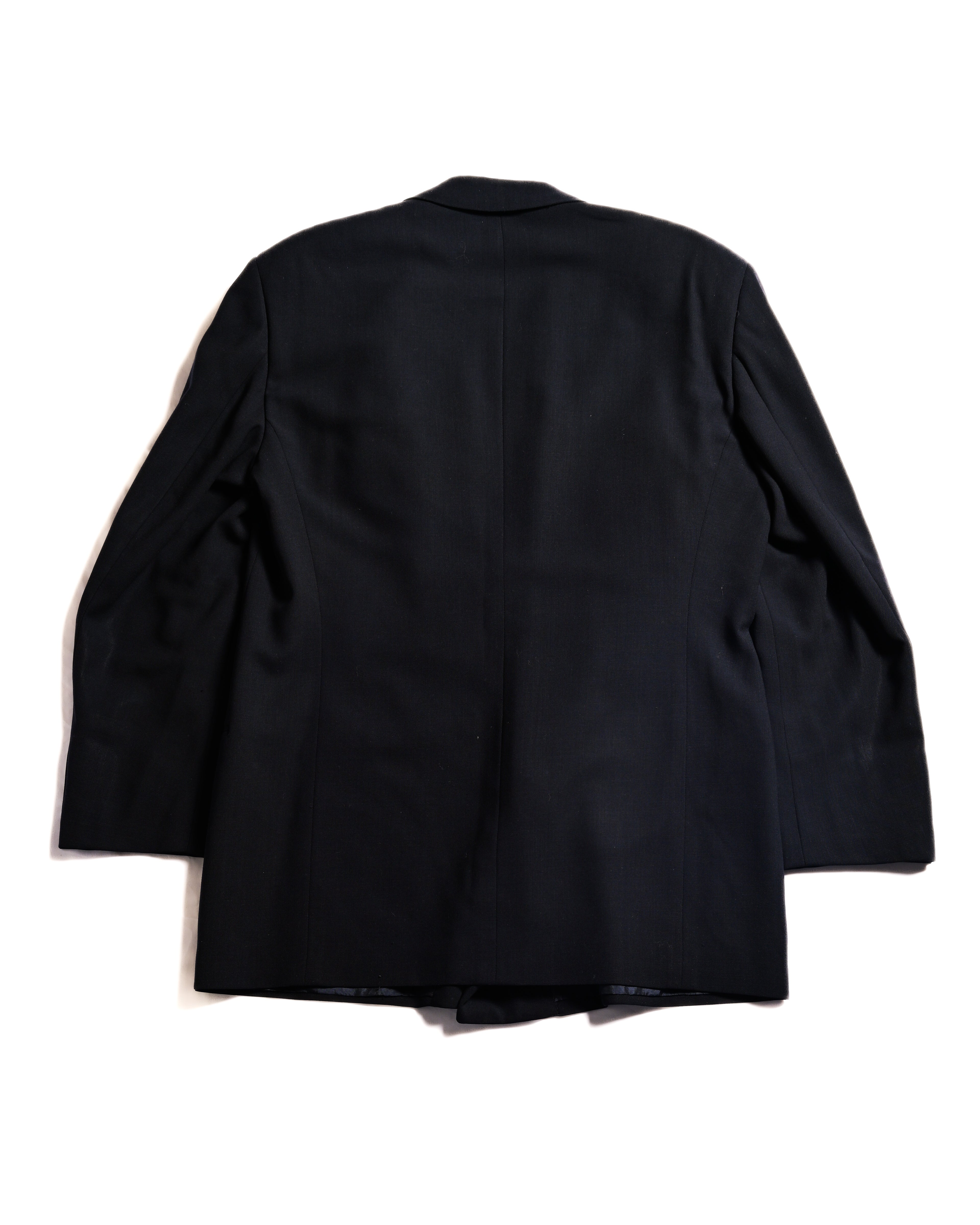 GIORGIO ARMANI/ Curved Lapel Oversized Double Breasted Tailored Jacket Navy