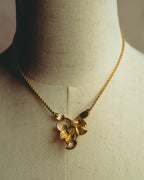 -SPECIAL- “Christian Dior” 80’s-90’s Vintage botanical leaf rhinestone pendant necklace