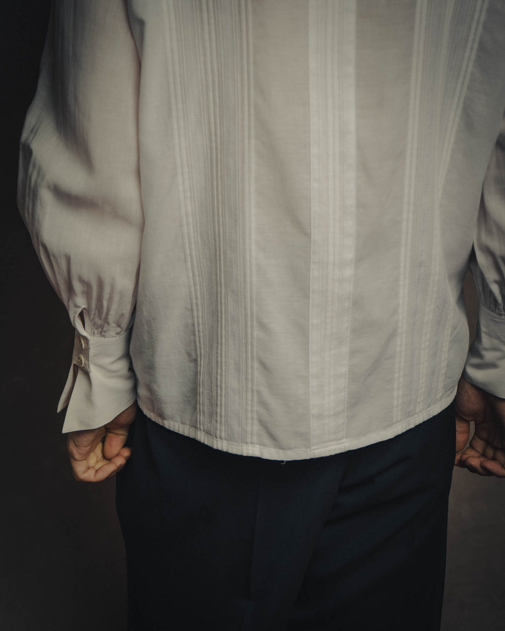 -SPECIAL- “Christian Dior” 90’s-00’s pleated bib dress shirt