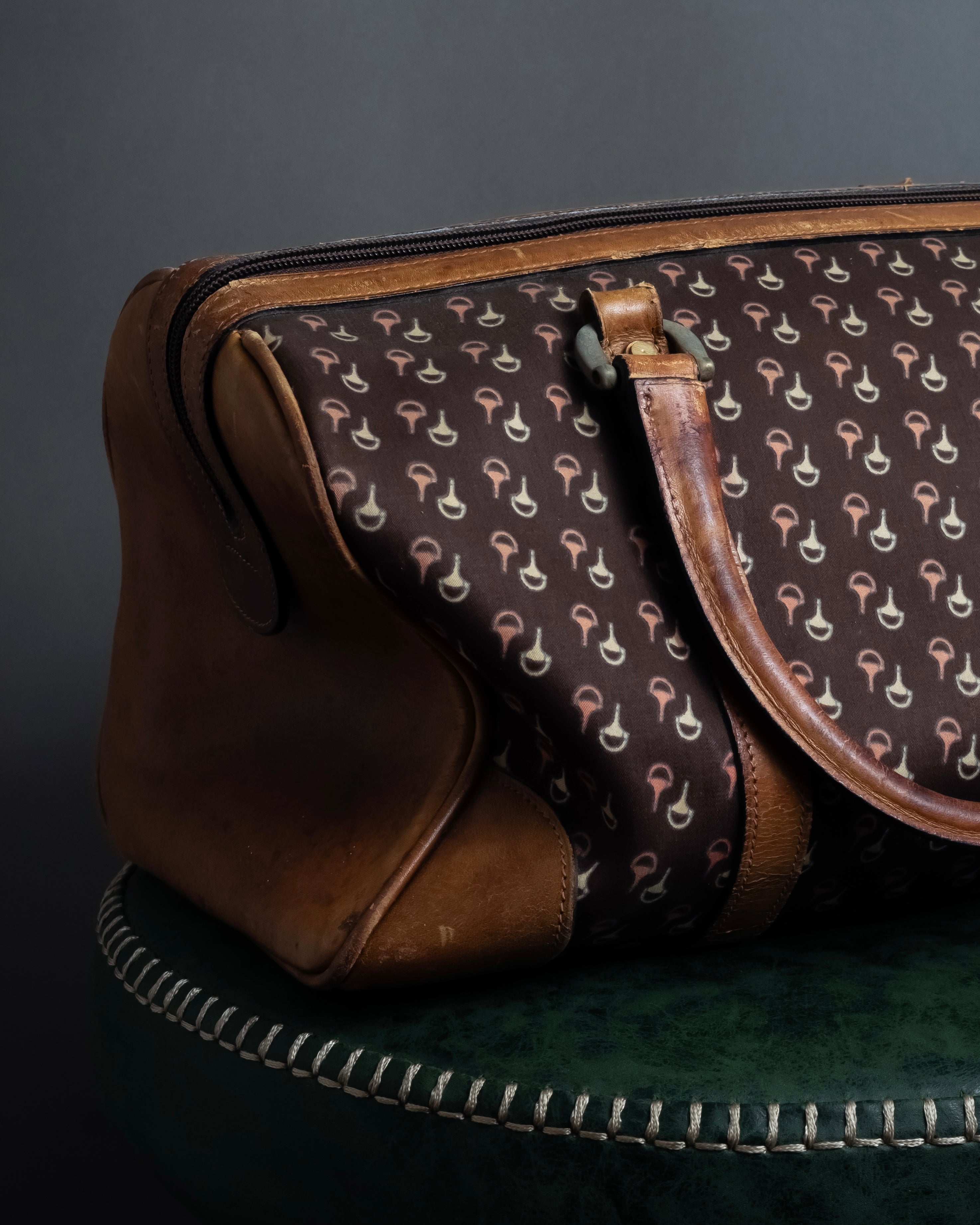 "GUCCI" Vintage horse harness motif pattern mini boston bag