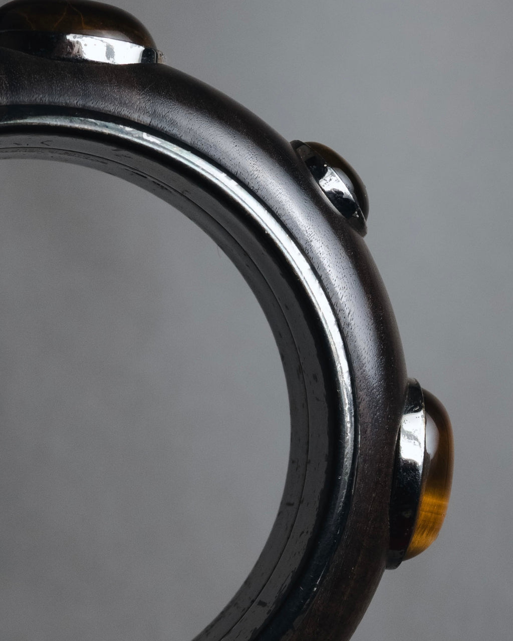 "Bottega Veneta" 2006-2012 ebony and sterling silver tiger eye bangle