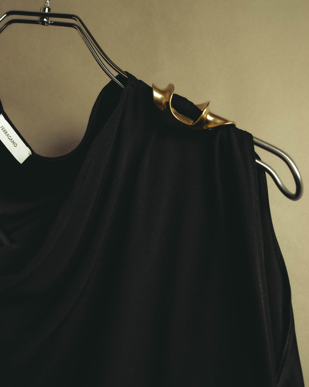 -SPECIAL- "FERRAGAMO" 2020's Sculpturally draped asymmetric maxi dress