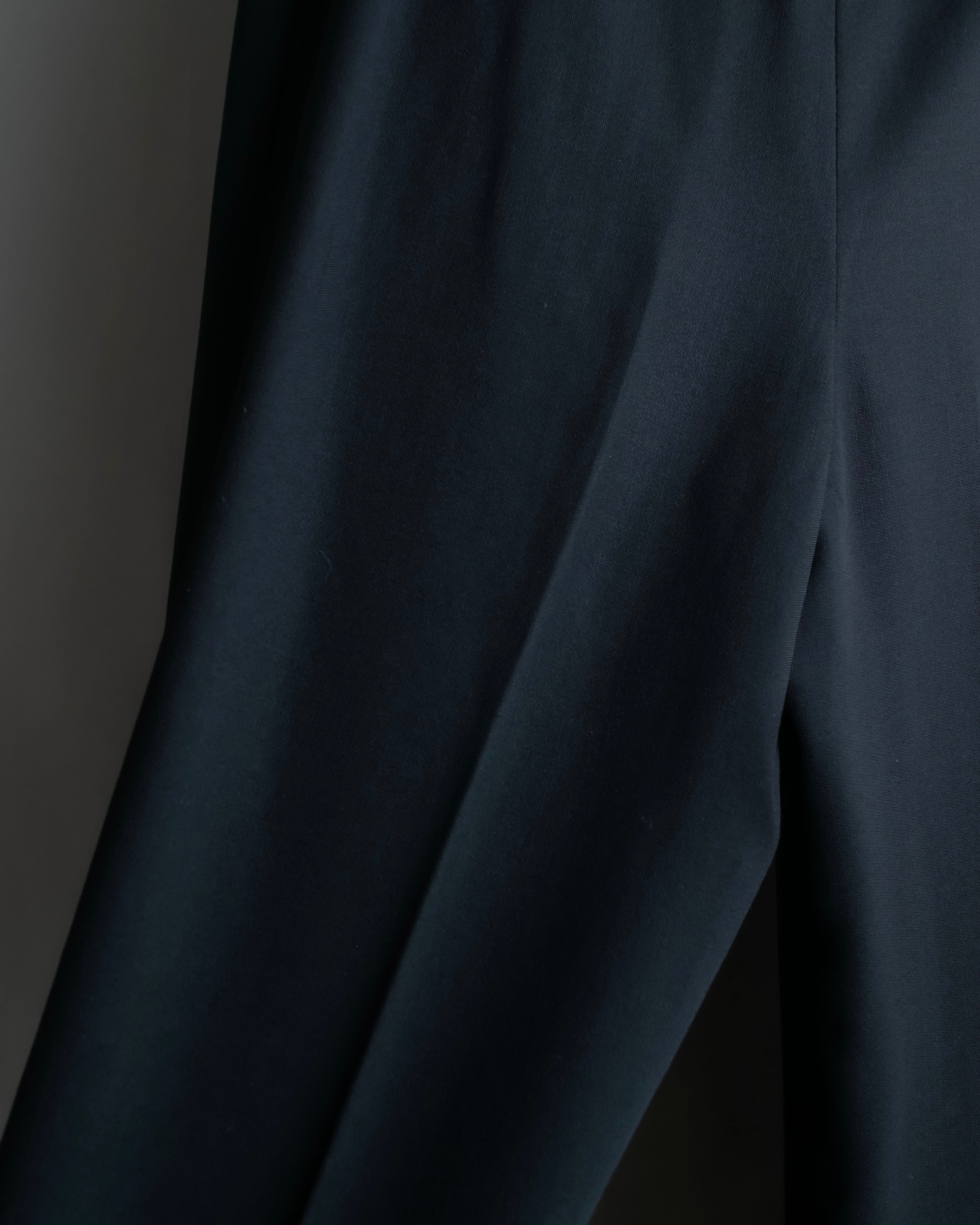 "CHANEL" 100% wool belted wide straight slacks