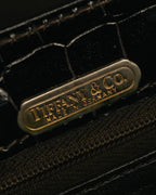 -SPECIAL- "TIFFANY & CO." 70's-80's Shiny crocodile top handle bag