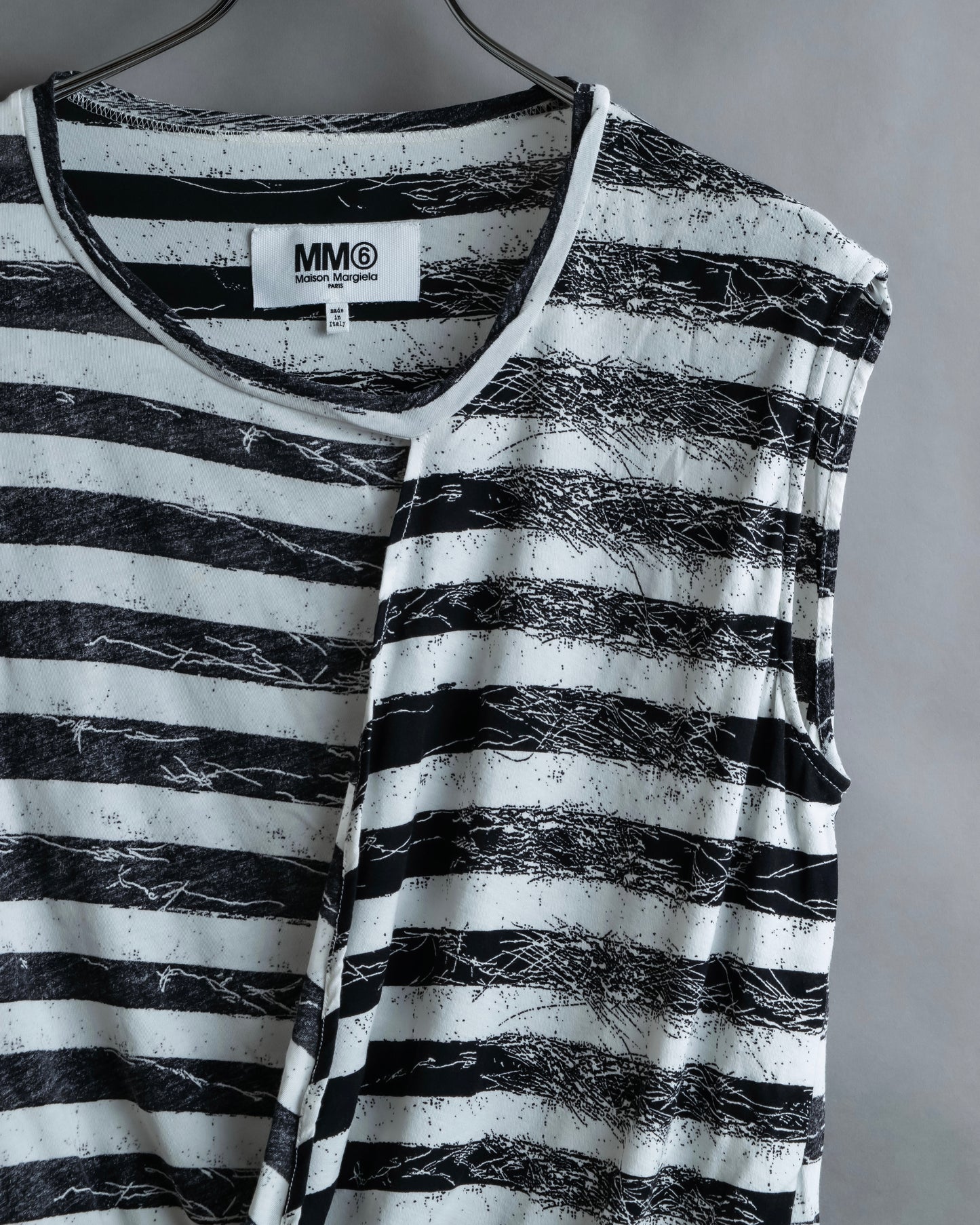 "MM6 MAISON MARGIELA" Peeling border pattern sleeveless pullover