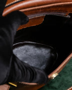 "Salvatore Ferragamo" Gold metal parts brown leather shoulder bag