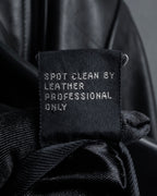 "COACH" Double-breasted panel work design leather coat