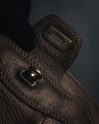 "Salvatore Ferragamo" 2000’s gathered metallic leather ball-link shoulder bag