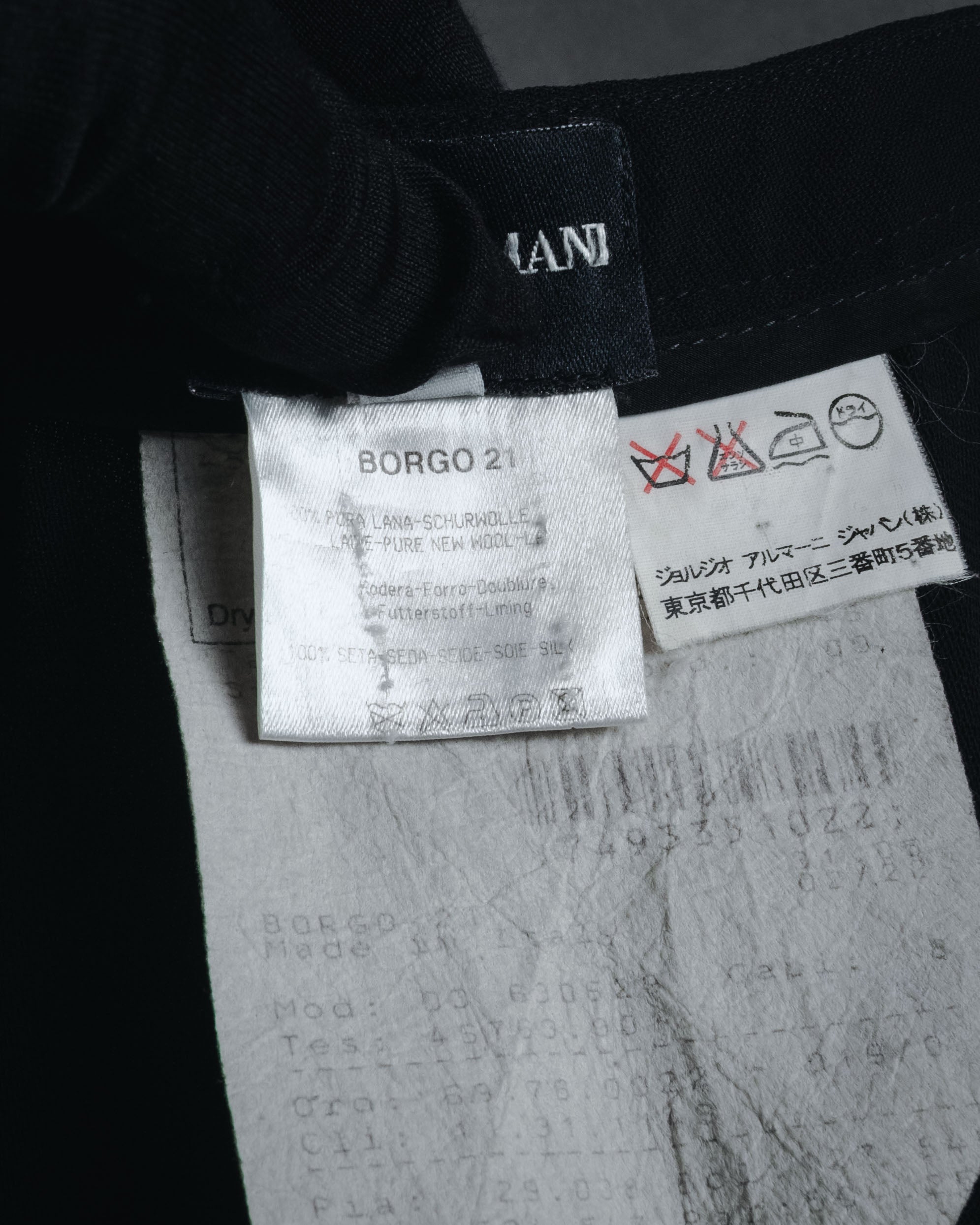 "GIORGIO ARMANI" 90’s Minimalist straight-leg virgin wool slacks