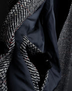 "BURBERRYS" British tweed fly front stand collar coat