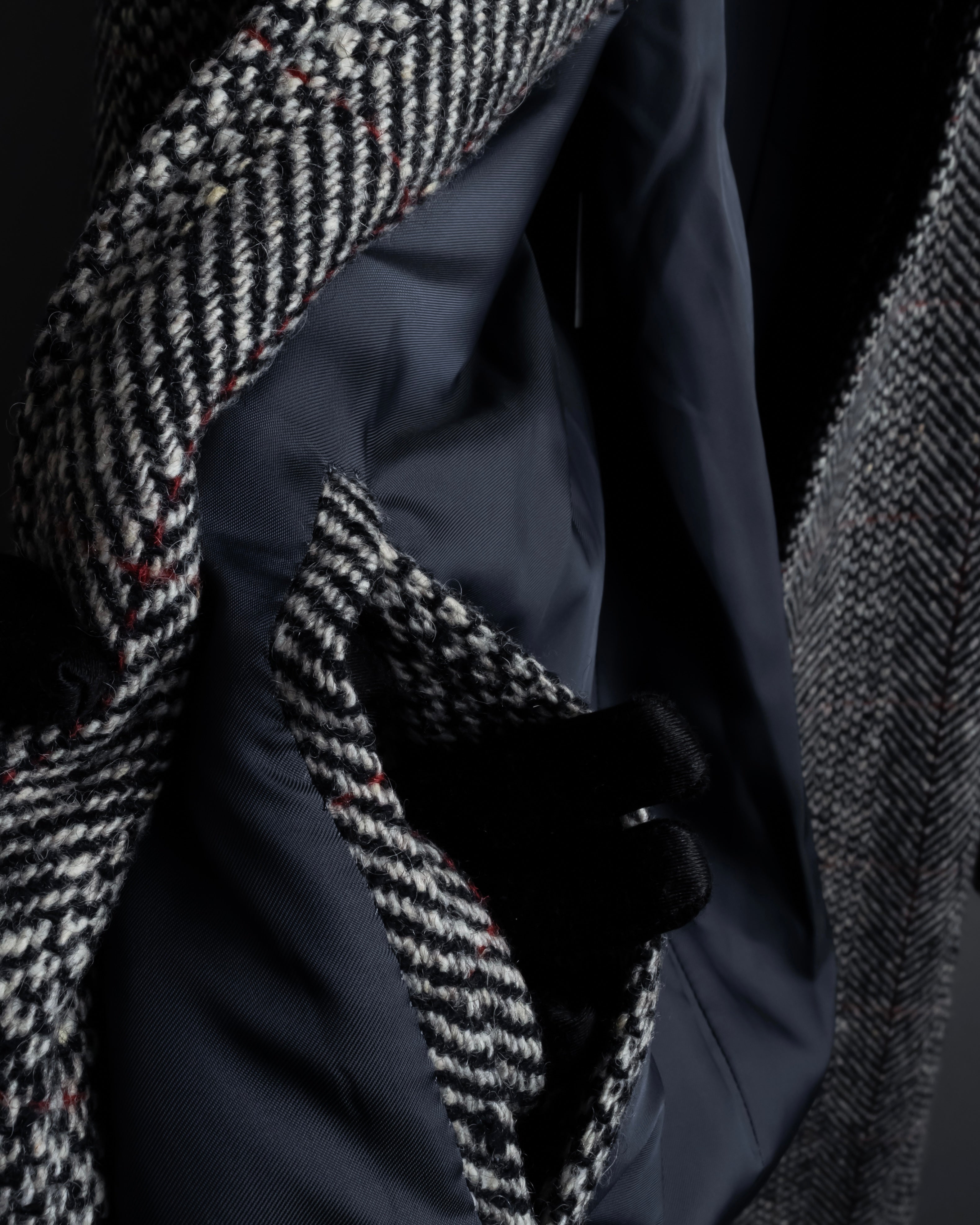 "BURBERRYS" British tweed fly front stand collar coat