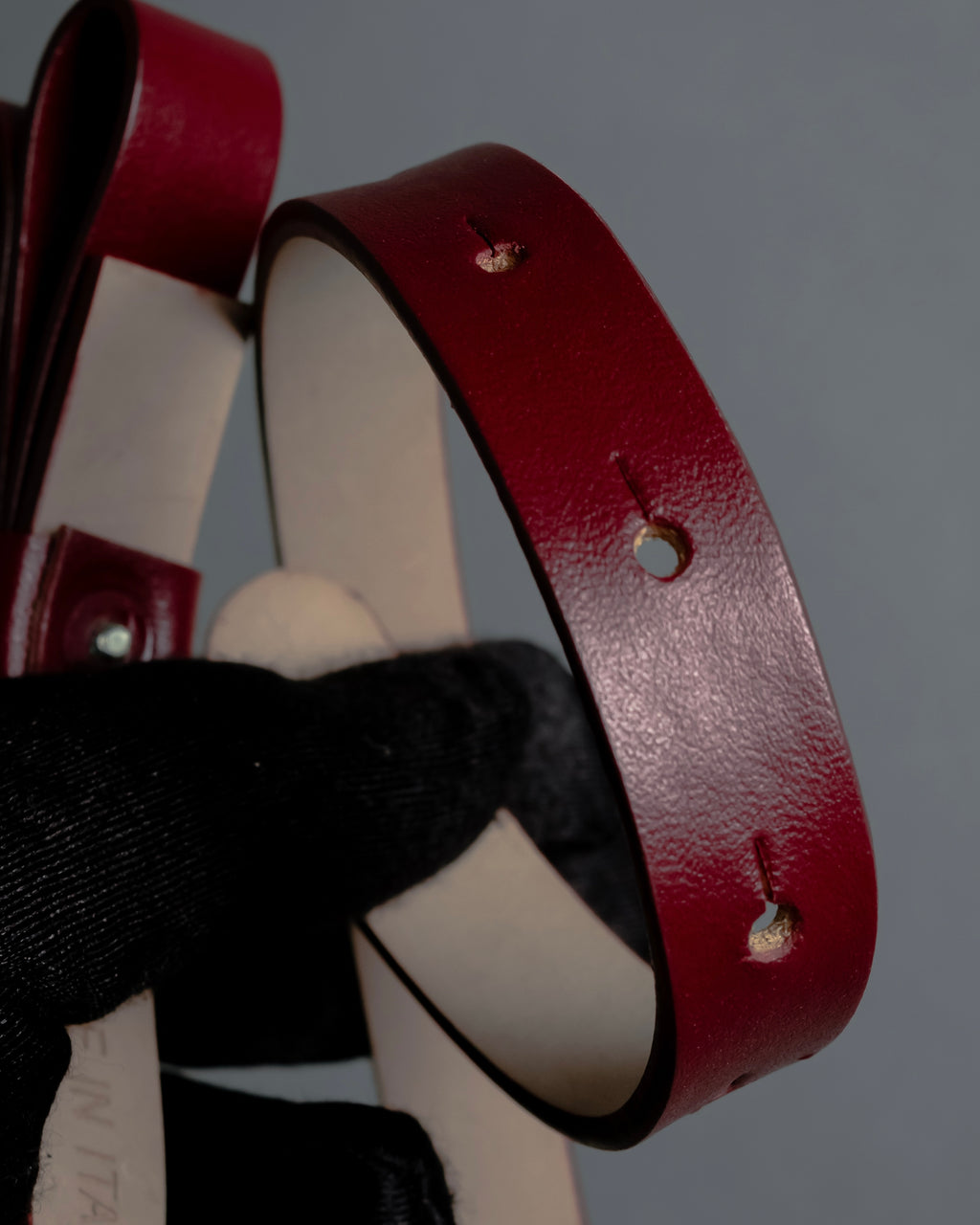 "RED VALENTINO" Bow motif Rosso color leather narrow belt