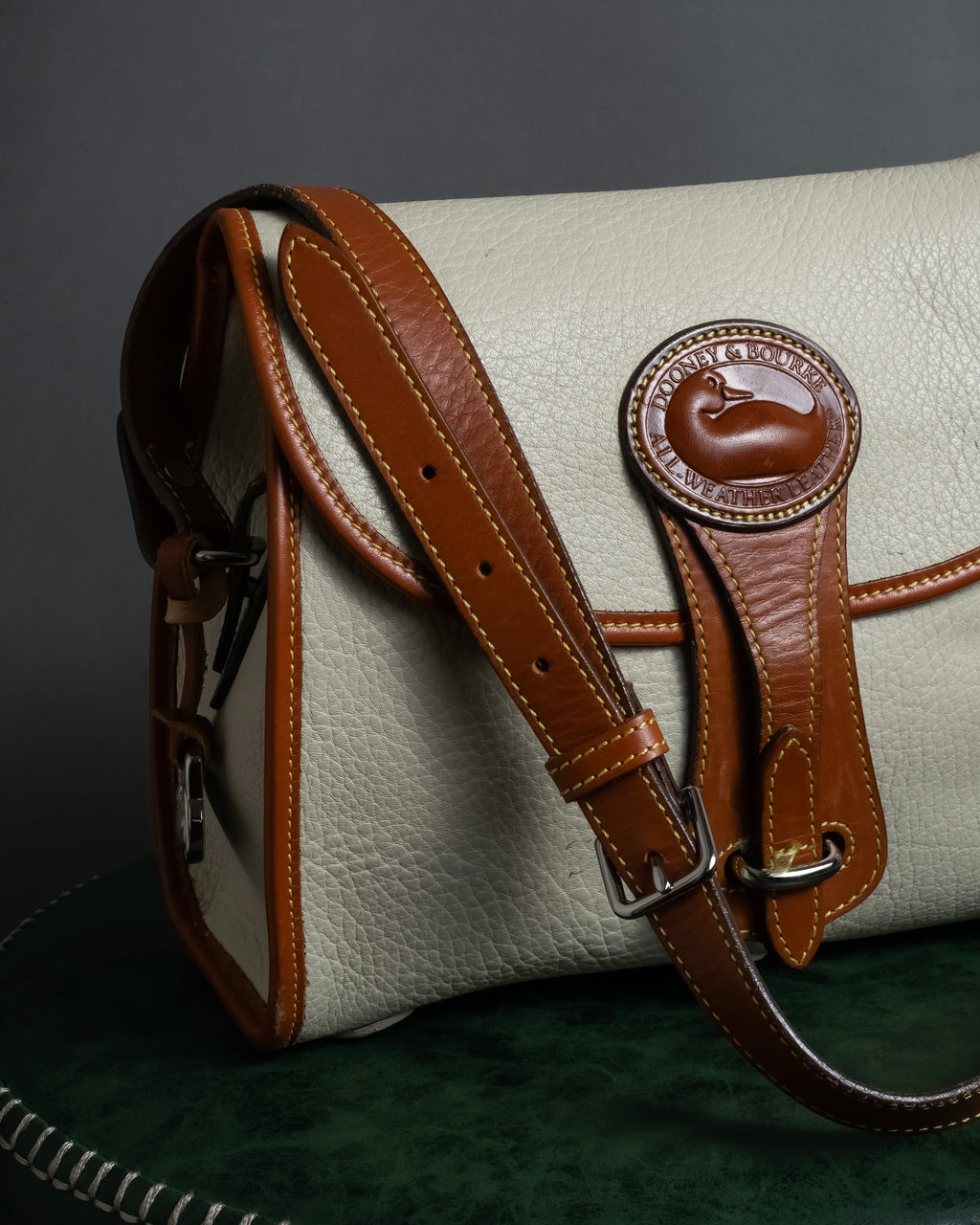"Dooney & Bourke" Patch front design Two-tone leather shoulder bag