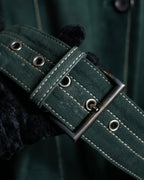 "PRADA" Stitching design suede belted coat