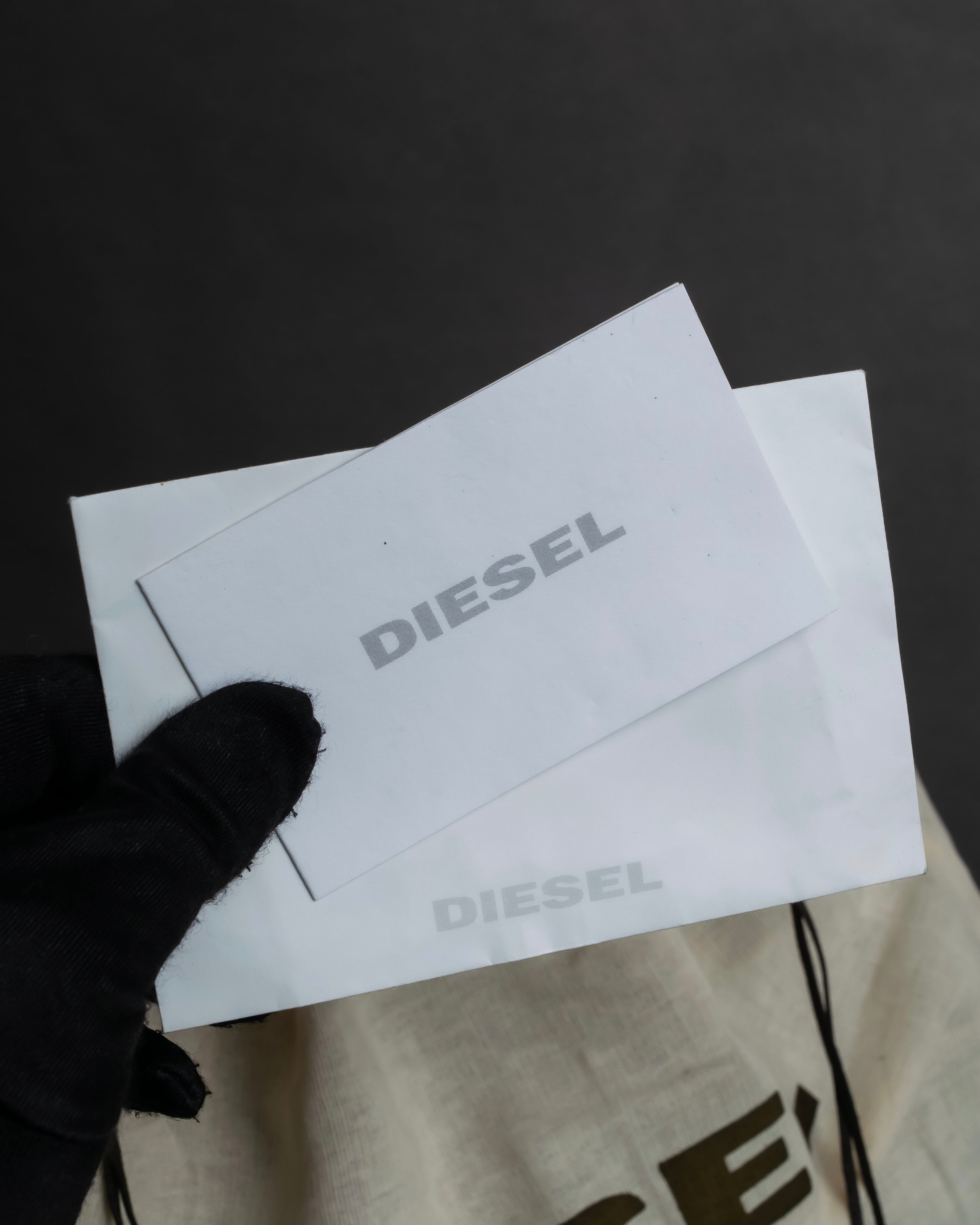 "DIESEL" Silver stud design leather one shoulder bag