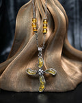 “Dolce&amp;Gabbana” Yellow crystal cross chain necklace