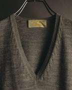 "Theatre PRODUCTS" 00's-10's Pearl embellished wool v-neck knit sweater