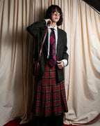 "GUCCI" Burgundy large check silk necktie