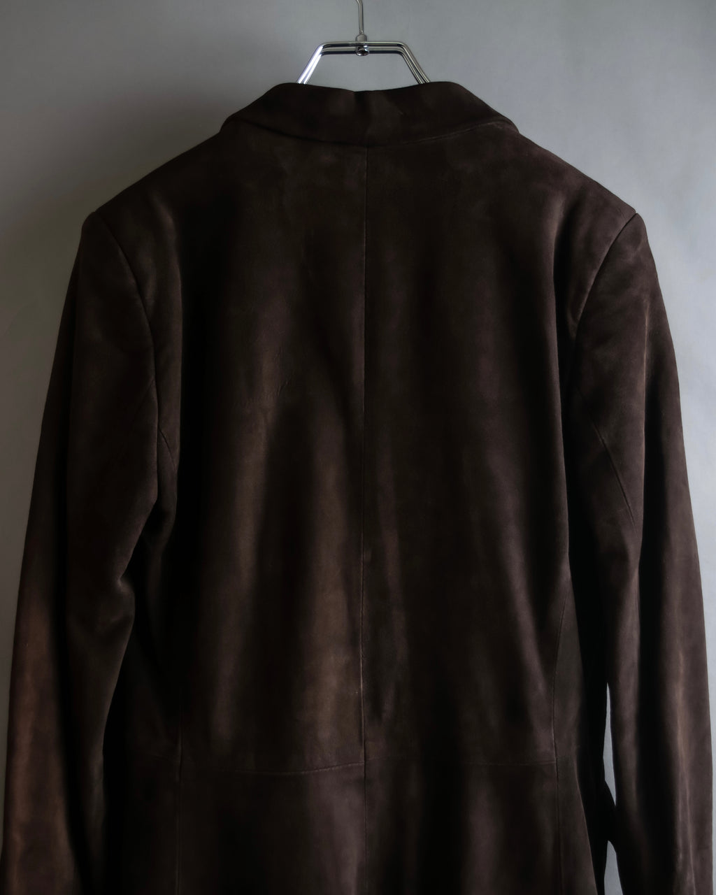 "LOEWE" 80's flowing line suede leather chester coat