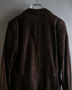 "LOEWE" 80's flowing line suede leather chester coat