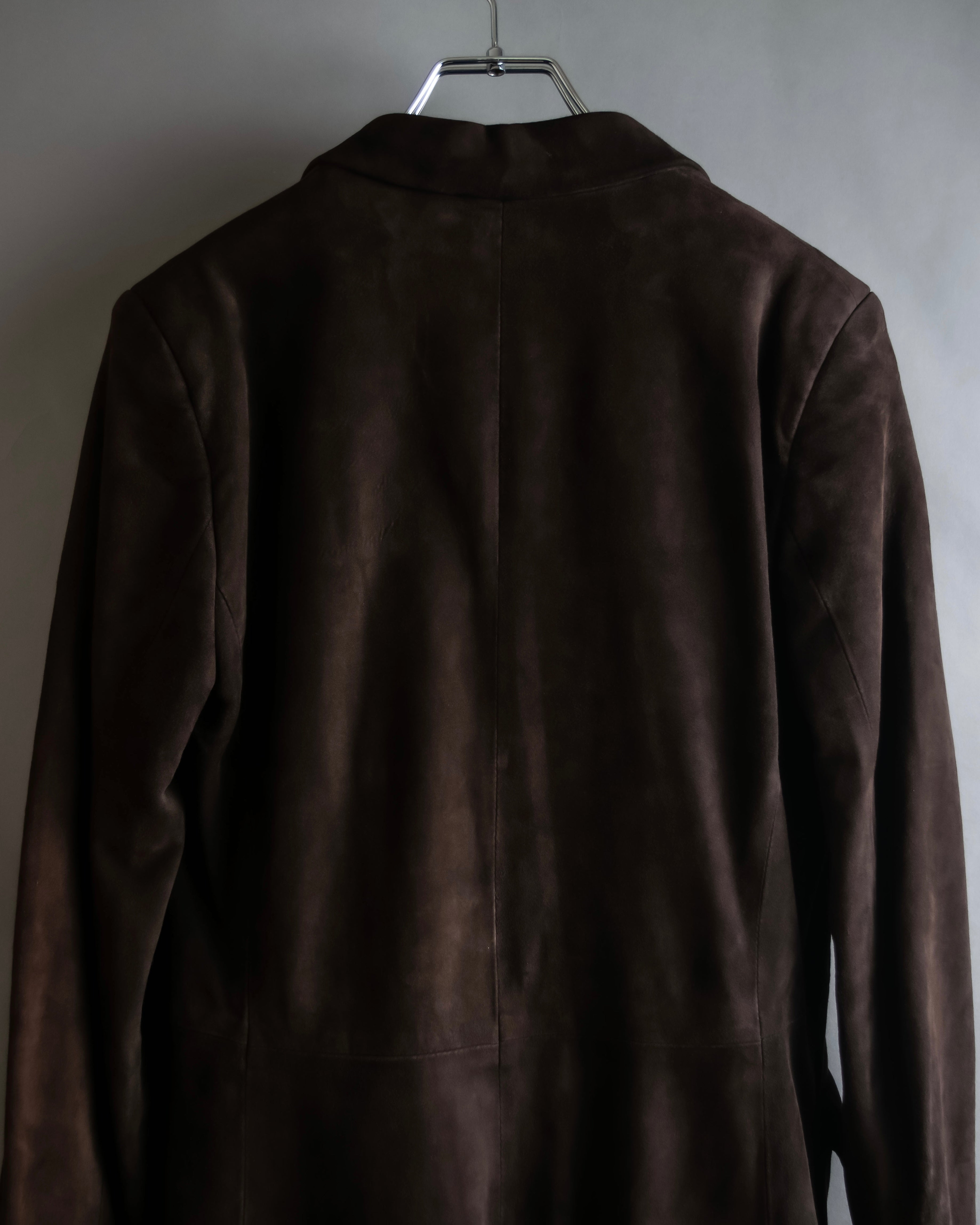 "LOEWE" 80's flowing line suede leather chester coat
