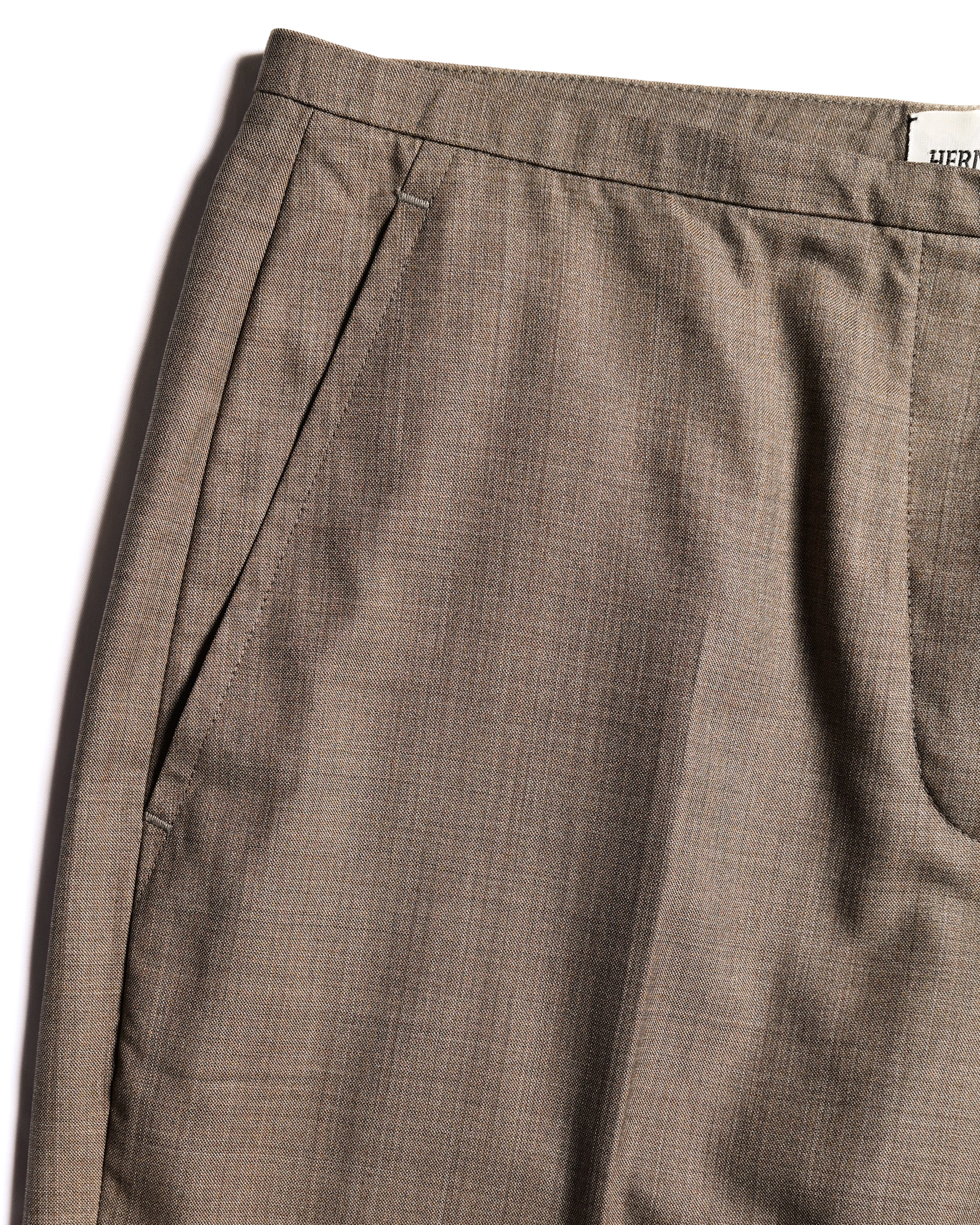 Hermes/ Silk Blended Waist Belt Shorts Brown