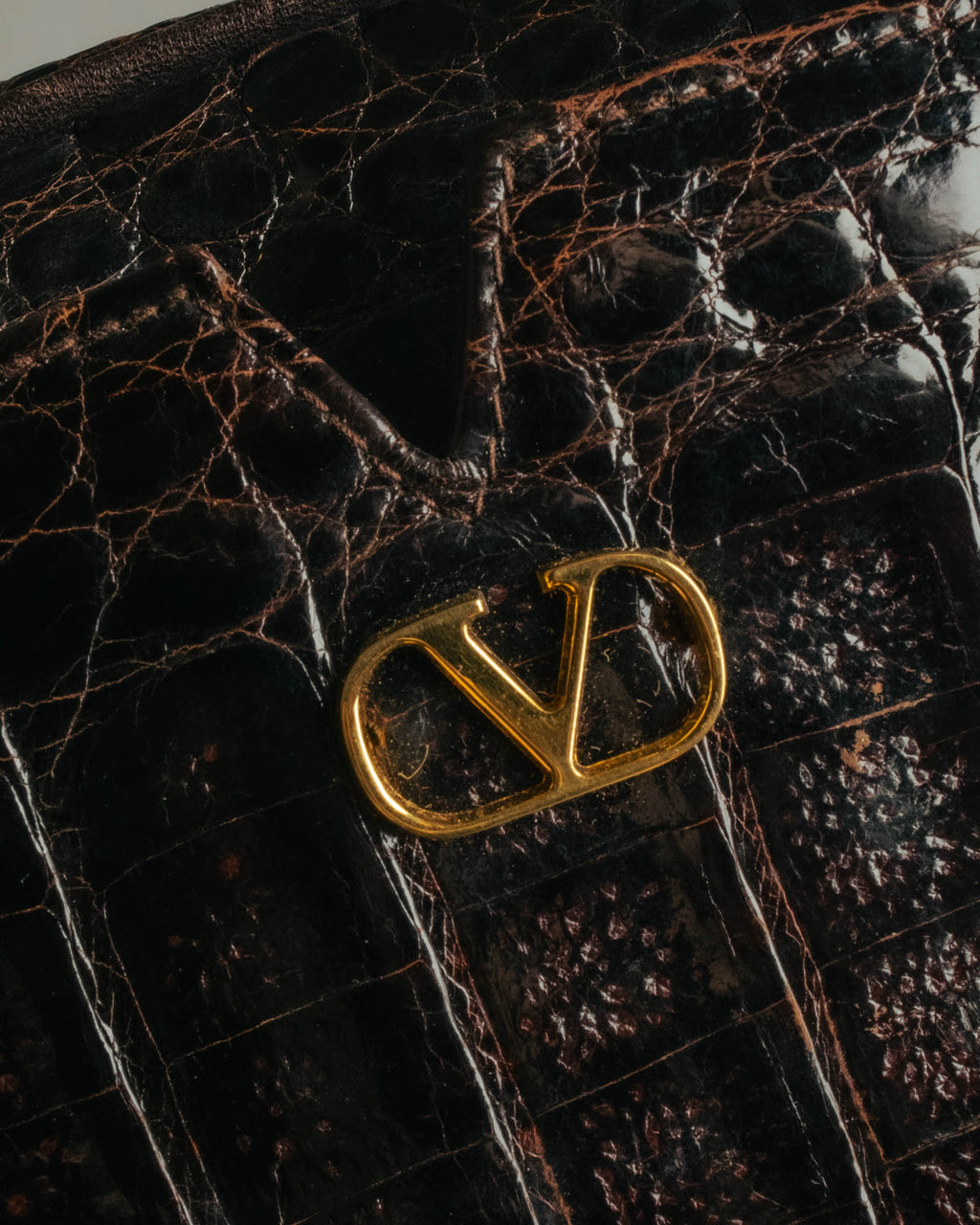 "valentino garavani" 70's-80's Vintage genuine crocodile leather shoulder bag