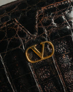 "valentino garavani" 70's-80's Vintage genuine crocodile leather shoulder bag