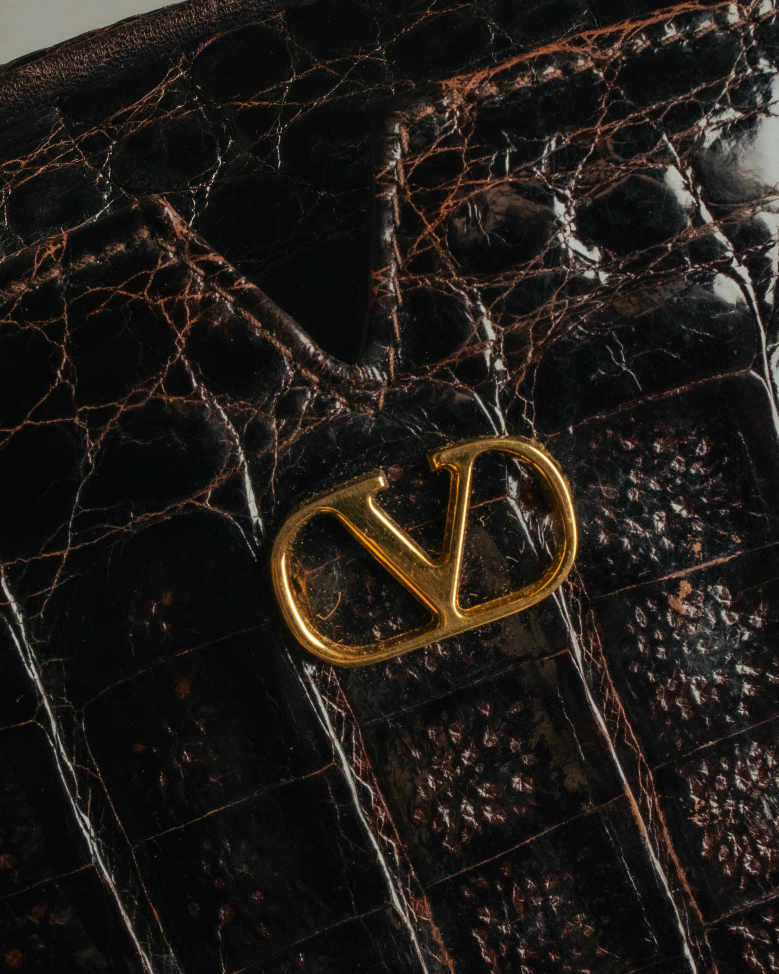 "valentino garavani" 70's-80's Vintage genuine crocodile leather shoulder bag