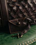 -SPECIAL- “Salvatore Ferragamo” 00’s-10’s Leather scale appliqué gancini shoulder bag