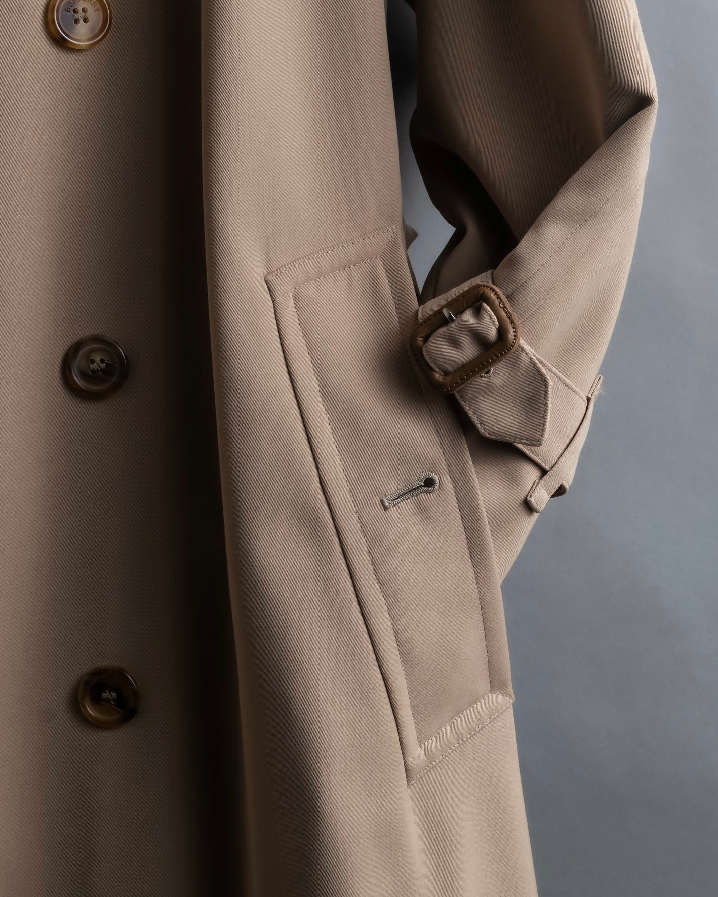 "BURBERRY" Military detail belted maxi length trench coat