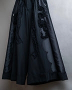 "COMME des GARCONS" Ruffle & tulle asymmetrical docking sarouel slacks