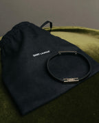 "Saint Laurent" 10's ID metal plate leather bracelet