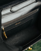 “GUCCI” 80’s-90’s Rope clasp leather shoulder bag