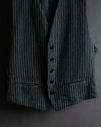 "ISSEY MIYAKE MEN" Random stripe pattern V-neck vest