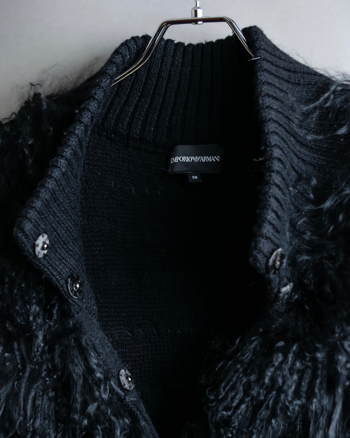 "EMPORIO ARMANI"  Fur fringe design cropped sleeve pullover