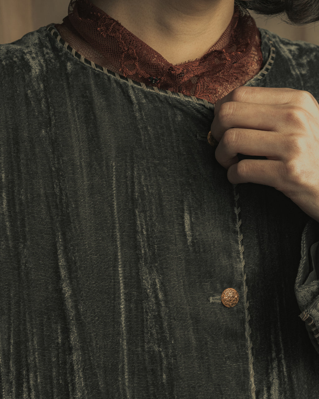 -SPECIAL- "CHANEL" 90's-00's Crushed velvet long dress