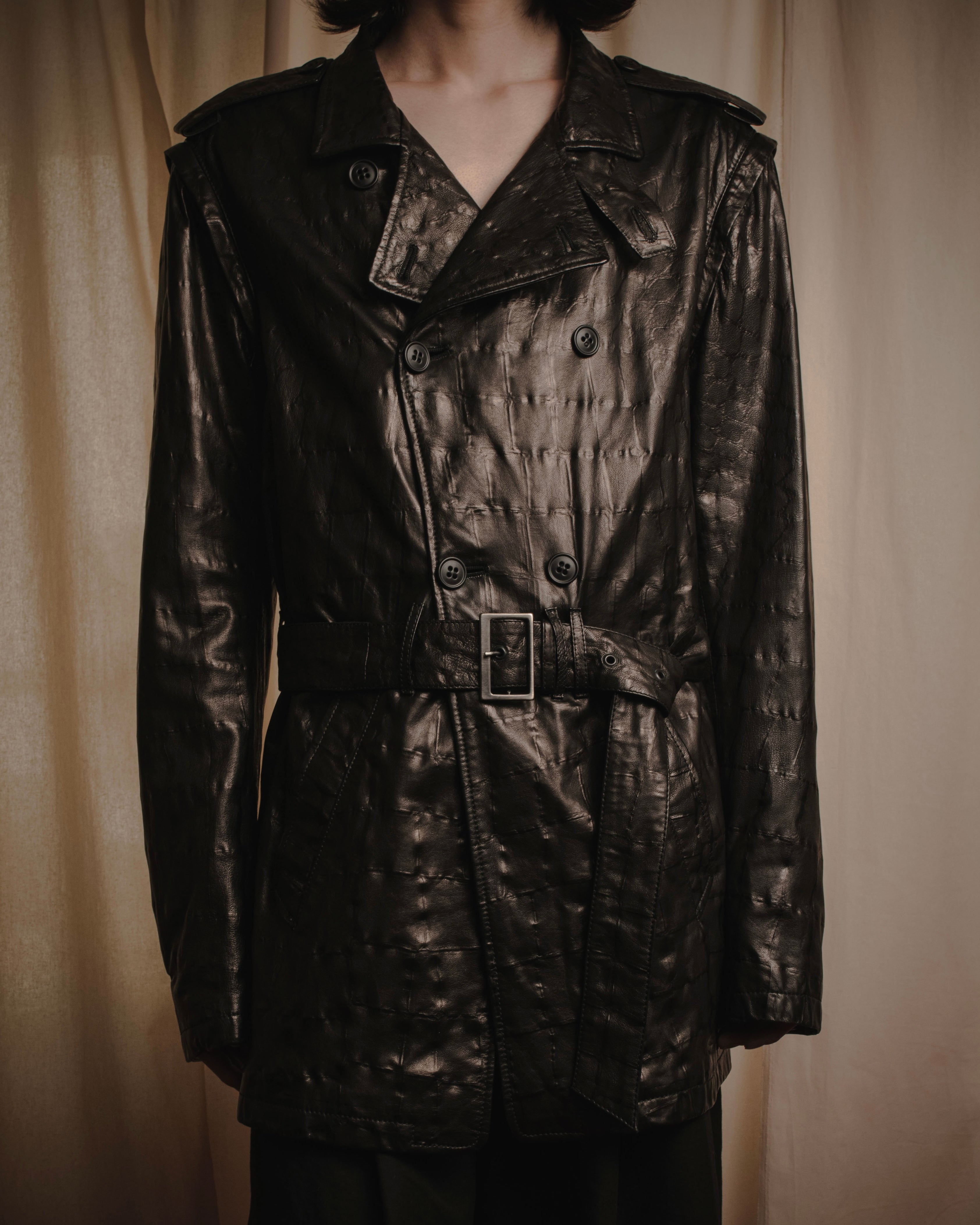 "EMPORIO ARMANI" 2010AW convertible belted lamb leather jacket
