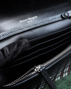 "MAISON MARGIELA" Check pattern gradient design chain shoulder leather wallet bag