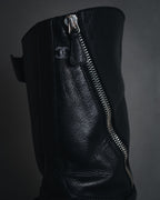 "CHANEL" 2006-12 Double-buckle leather engineer boots