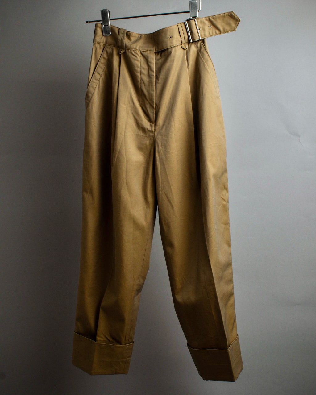 "Acne Studios" Belted design cotton twill high-waisted pants