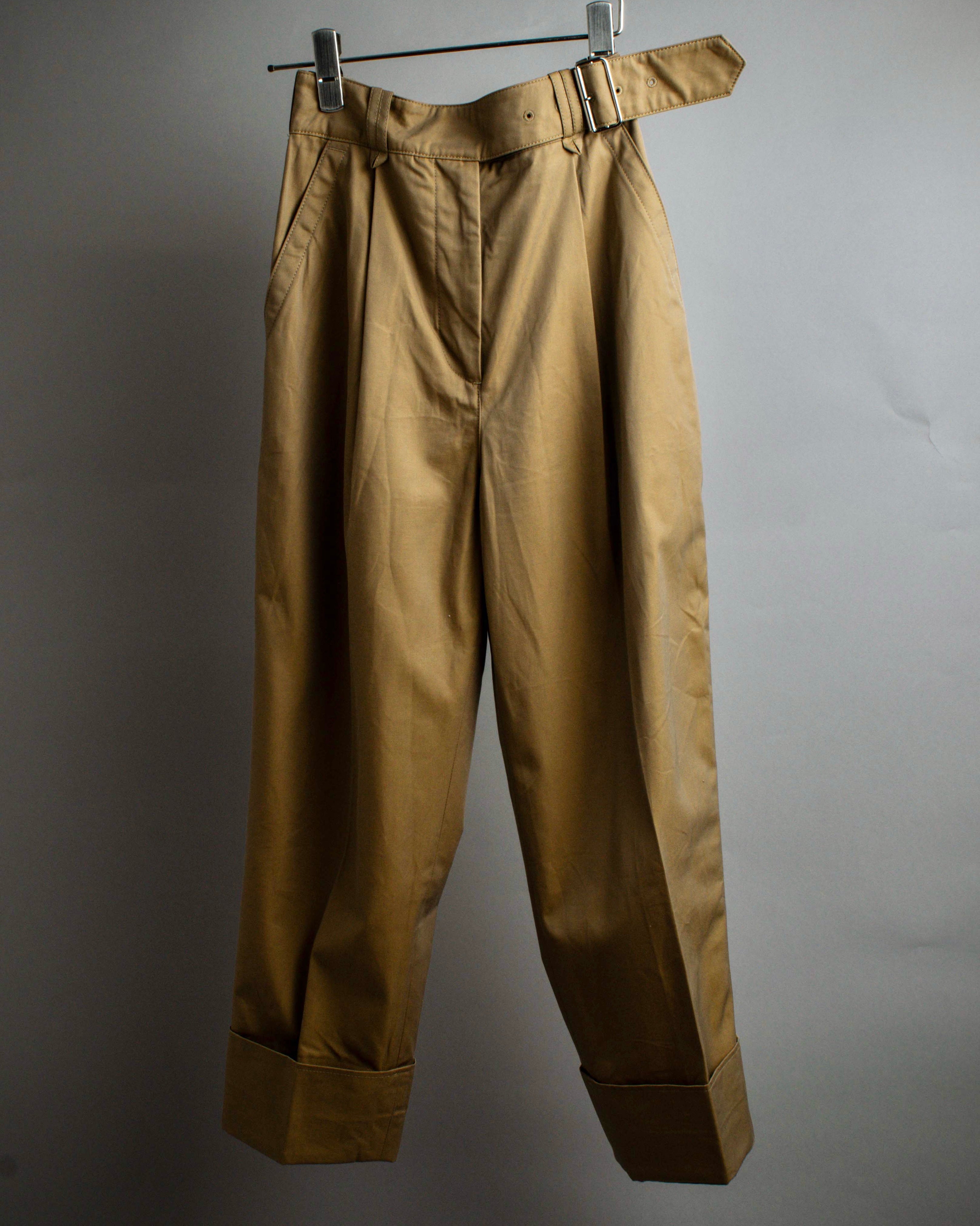 "Acne Studios" Belted design cotton twill high-waisted pants