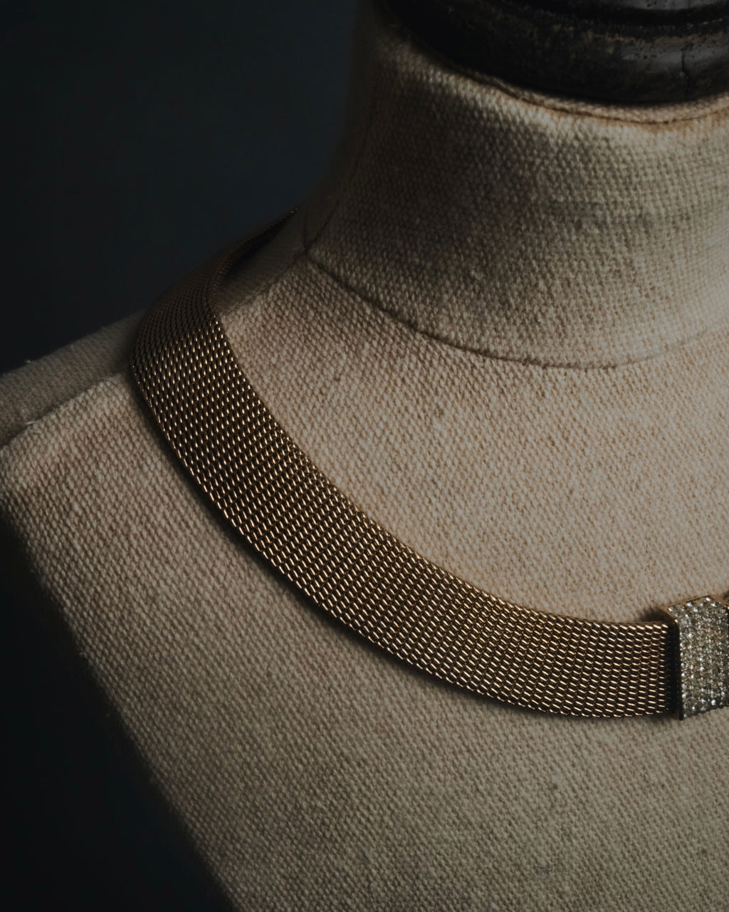 "Christian Dior" 80’s wide mesh pavé bar necklace