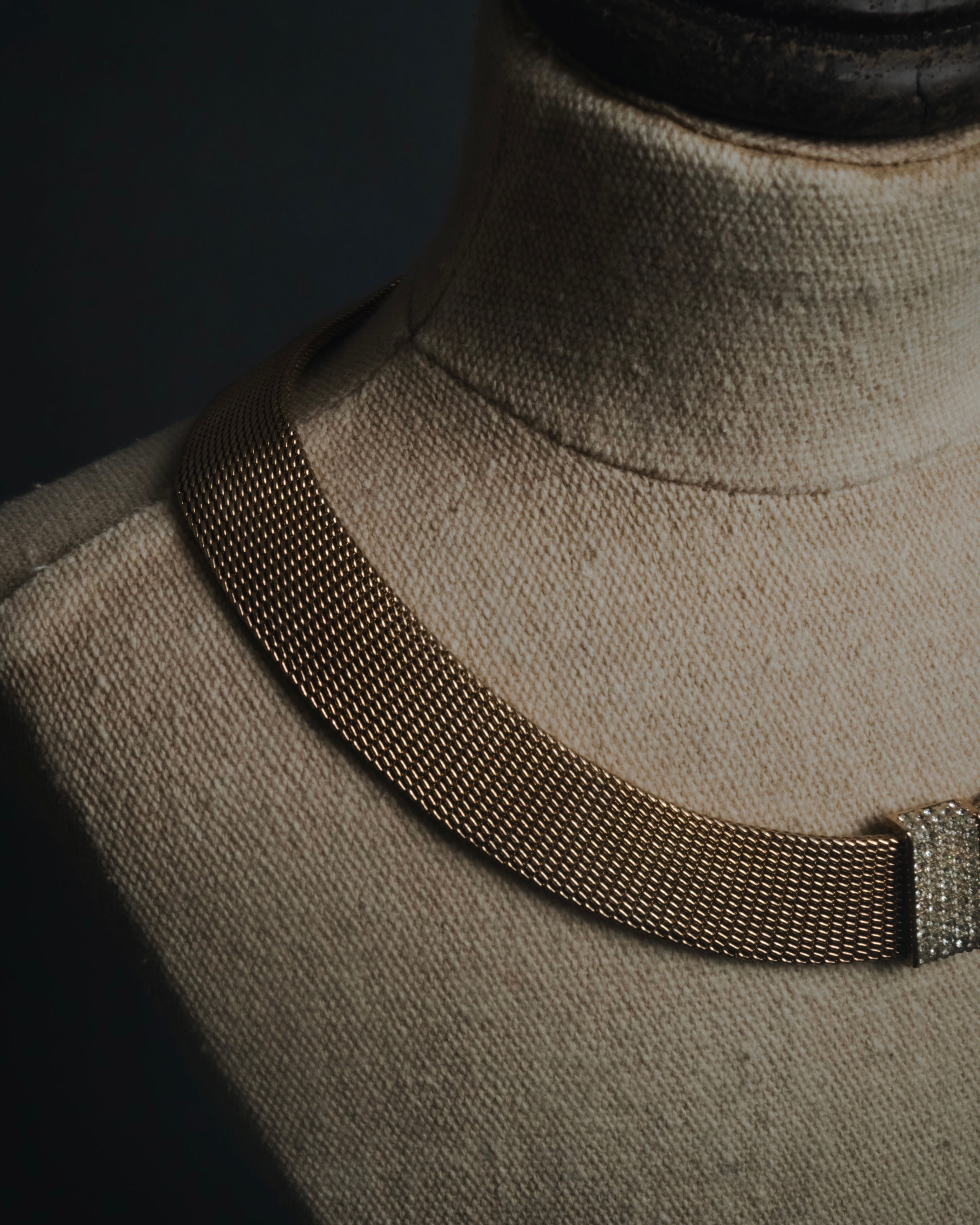 "Christian Dior" 80’s wide mesh pavé bar necklace