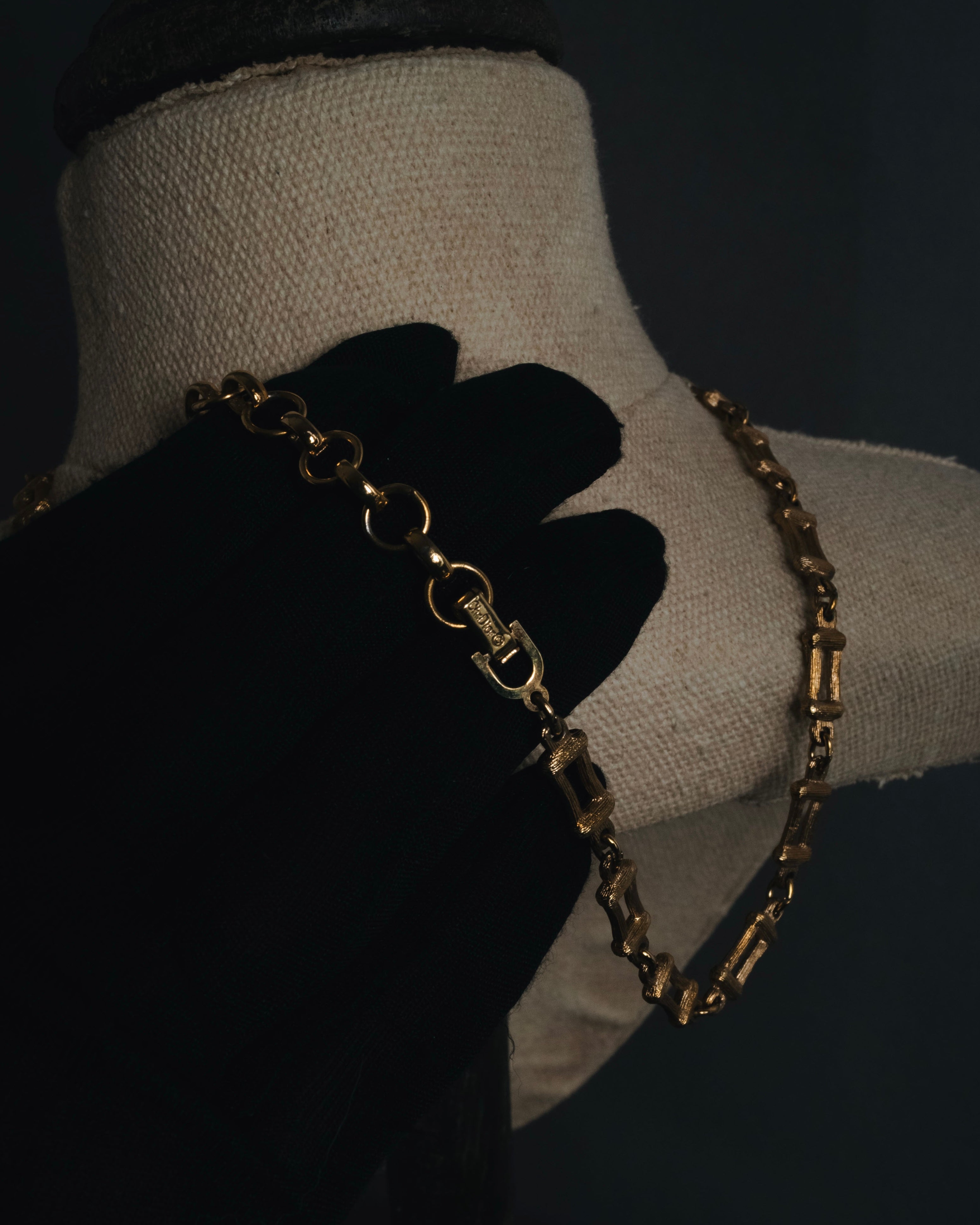 "Christian Dior" 80’s textured geometric link chain necklace